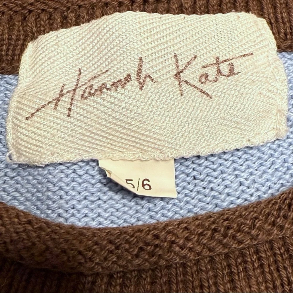 Hannah Kate 5/6 Brown Blue Stripe Knit Sweater – 100% Cotton Boutique